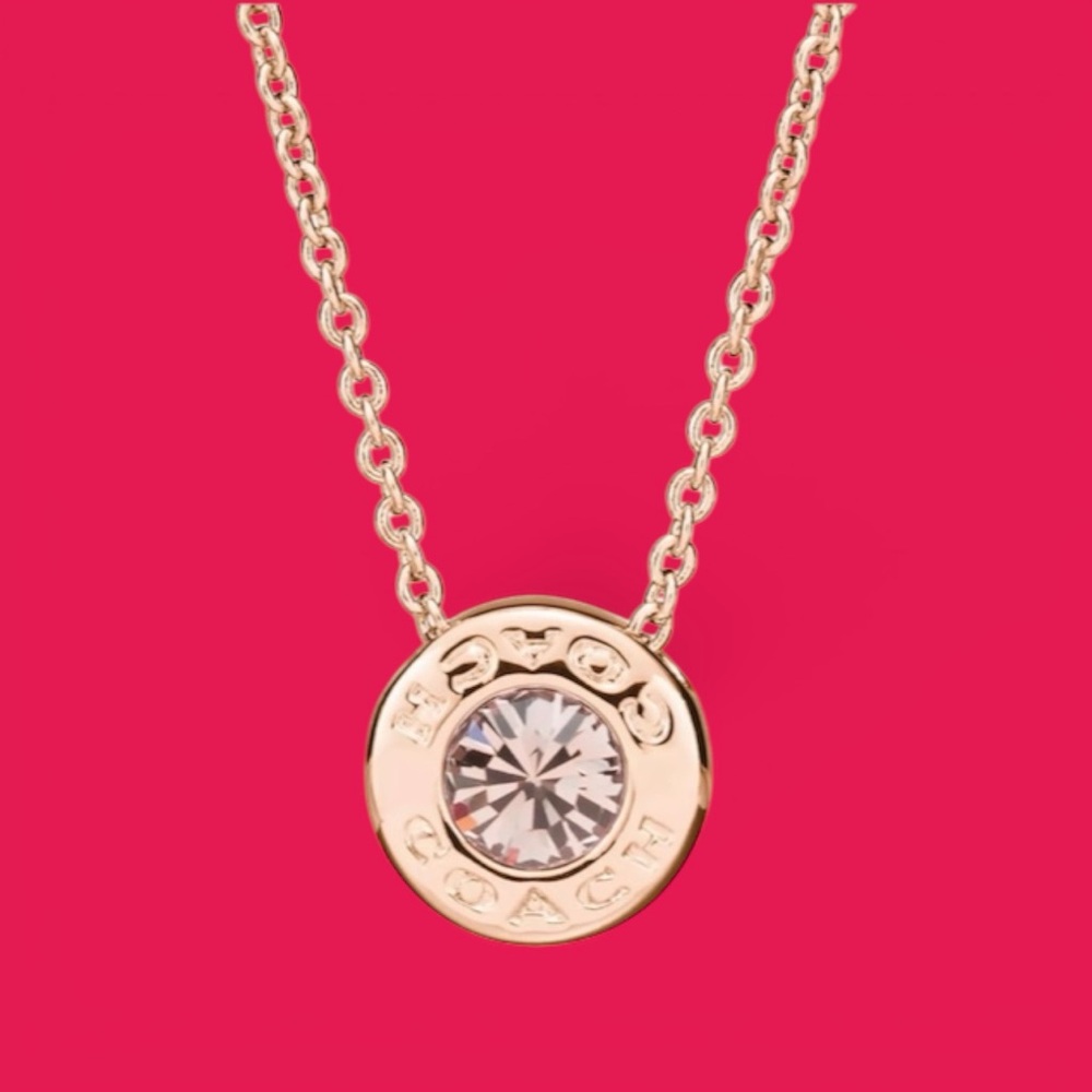 NEW•COACH STATEMENT OPEN CIRCLE ROSE GOLD NECKLACE•NWT - Picture 3 of 10